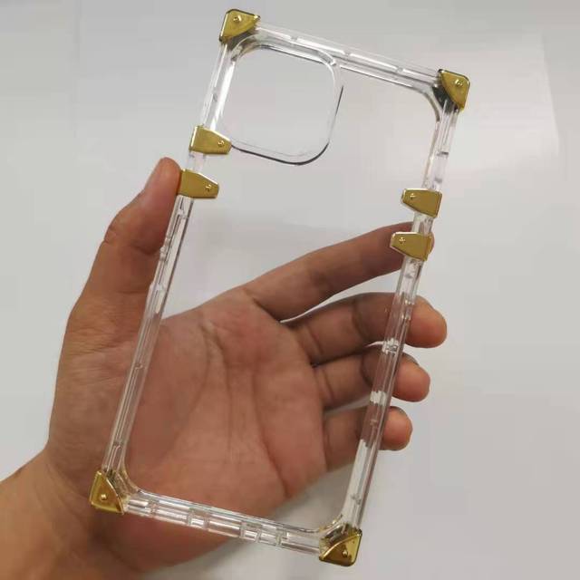 Four Corner Plating Transparent Phone Case for iPhone 14 12 11 13 Pro Max 15 16 7 8 Plus Soft TPU PC Cover Protective Shell