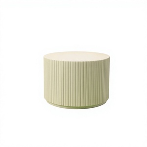 Fluted Concrete Coffee <b>Table</b> <b>Small</b> Durable Modern <b>Outdoor</b> Indoor Living Room Furniture - Product Image 2