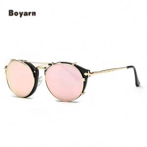 Boyarn-gafas De <span class=keywords><strong>Sol</strong></span> clásicas y Retro para hombre y mujer, Lentes De <span class=keywords><strong>Sol</strong></span> Steampunk con <span class=keywords><strong>Clip</strong></span> De Metal, redondas, a la moda - Product Image 3