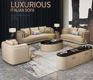 Furnitur ruang menggambar Modern, furnitur ruang tamu Kulit bentuk I set kursi sofa 1 + 2 + 3 tempat duduk mewah terbaru - Product Image 6