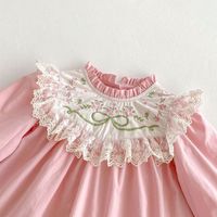 Robe à col en dentelle pour filles, printemps et automne, broderie florale, jupe de princesse, vêtements doux pour enfants