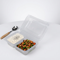 Boîte à lunch jetable à double compartiment Topsun, de qualité alimentaire, utilisable au micro-ondes, pour la restauration rapide à emporter, capacité de 750 ml, modèle TS66