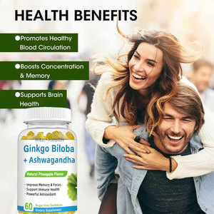 Gomitas de Extracto de Ginkgo Biloba Halal OEM 240mg, Suplementos Herbales, Gomitas de Ashwagandha y Ginkgo Biloba para el Estado de Ánimo, la Concentración y la Salud Cerebral - Product Image 3