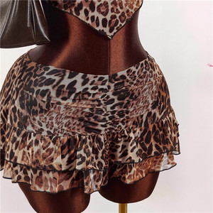 Leopard See Through 2-Piece Set Women Sexy Summer Strapless Tops and <strong>Skirt</strong> Matching Sexy Midnight Skinny <strong>Stretch</strong> Outfits - Product Image 5