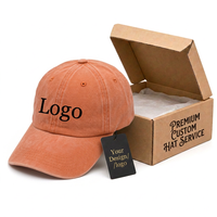 Casquette de baseball personnalisée brodée, 6 panneaux, en sergé de coton délavé, non structurée, à visière incurvée, vente en gros OEM