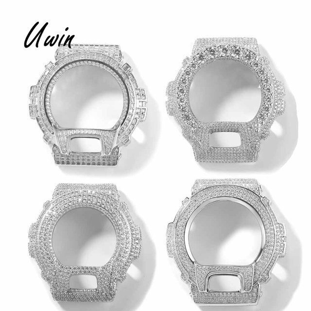 Luxury Iced Out Moissanite Watch Bezel DW6900 Watch Case Cross Baguette DW-6900 Collection DIY Watch Mod Case Hip Hop Jewelry