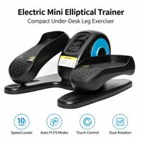 Mini-elliptique électrique 10 vitesses, modes automatiques, contrôle tactile, 2-en-1, branchement et utilisation manuelle, appareil d'exercice des jambes à domicile sous le bureau
