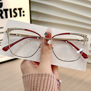 Nhà Sản Xuất Bán Buôn Loại Mới của Kim Cương Thiết Lập Thời Trang Retro Kính Khung Chống-Màu Xanh Phụ Nữ Kính Phẳng - Product Image 2