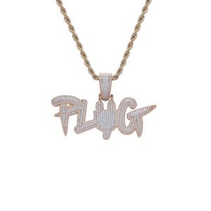 Pendentif lettre <span class=keywords><strong>PLUG</strong></span>, accessoires hip hop <span class=keywords><strong>rap</strong></span> avec zircon, collier lettre anglaise. - Product Image 5