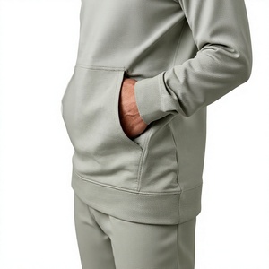 Conjunto de Sudadera con Capucha Azul Claro para Hombre, Chándal Informal de Longitud Completa con Bolsillos Laterales, Corte Regular, 100% Algodón, Ropa de Otoño - Product Image 6