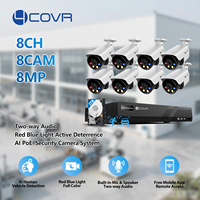 4COVR 8Mp AI 4K CCTV-Kamerasystem 8-Kanal PoE NVR Überwachung mit Roten & Blauen Warnleuchten und Alarmtönen Aktive Abschreckung