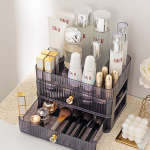Caja de almacenamiento de cosméticos acrílica con cajones, organizador de maquillaje a prueba de polvo para el cuidado de la piel, soporte de escritorio para pinceles de lápiz labial - Product Image 3