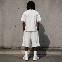 Ensemble deux pièces personnalisé pour homme : survêtement d'été en coton 100 %, t-shirt ample et short long – Vente en gros de streetwear pour homme