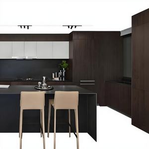 Cuisine modulaire en bois massif avec finition en papier mélaminé, combinaisons de couleurs personnalisées, style moderne, ouverture par pression - Product Image 1