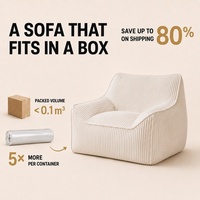 Günstiger Lazy Sofa Lounge-Sessel mit Vakuumkompression aus Weichem Weißem Cord aus China, Modernes Geschwungenes Design für Erwachsene zum Lesen und Entspannen