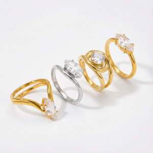 Stackable Luxury Stainless Steel Rings for Women 18K Gold Plated Cubic Zirconia Waterproof Tarnish Free Ring Jewelry Accessories - Product Image 2