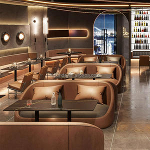 आधुनिक लक्जरी वाणिज्यिक फर्नीचर अनुभागीय सोफे कैफे लकड़ी रेस्तरां बूथ बैठने सोफे - Product Image 1