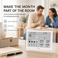 Kylendar Horloge numérique intelligente en acrylique de 7,5 pouces avec calendrier, météo, date, heure et recommandation musicale quotidienne pour la maison et le bureau