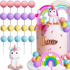 Ensemble de décoration de gâteau d'<span class=keywords><strong>anniversaire</strong></span> licorne <span class=keywords><strong>arc</strong></span>-<span class=keywords><strong>en</strong></span>-<span class=keywords><strong>ciel</strong></span> 23 pièces décorations de boule de gâteau accessoires décoratifs de gâteau pour les fêtes d'<span class=keywords><strong>anniversaire</strong></span> - Product Image 2