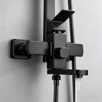 Ensemble de douche pluie monocommande noir en acier inoxydable 304 pressurisé pour hôtel, vente en gros