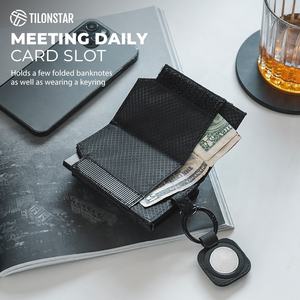 TILONSTAR TVC511 Men's Minimalist Waterproof RFID Blocking <b>Money</b> Compartment Aluminum Leather Bifold Wallet Credit Card Holder - Product Image 3