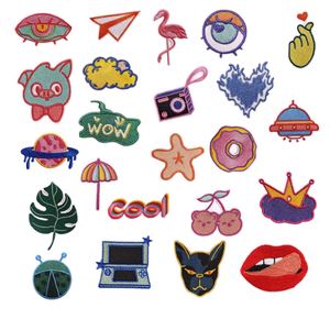 Iron on Embroidered Summer Holiday Style Computer Leaf Flamingo Eye Umbrella Patches for Clothes Bag Decoration - Product Image 1