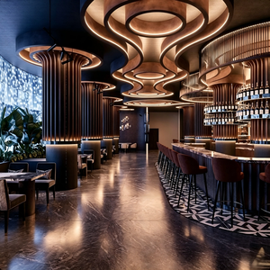 Diseño de Interiores de Bar y Restaurante de Lujo Estilo Art Deco |   Solución Llave en Mano para Mobiliario de Restaurantes y Salones, con Acabados en Mármol, Madera y Latón - Product Image 1