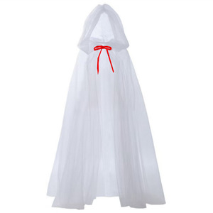 Cape à capuche en maille taille unique avec nœud rouge, accessoire de costume de sorcière, pour cosplay, fête et scène - Product Image 5