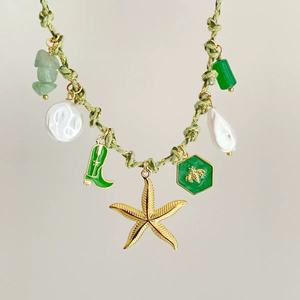 Collier Pendentif Étoile de Mer avec Chaîne Corde et Perles Colorées, Style Dopamine, Style Plage, Cadeau de Fête - Product Image 2
