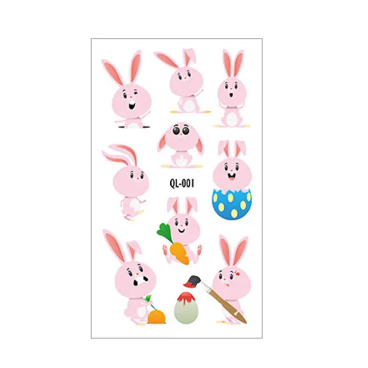 Набор 2023 для вечеринок, новые детские наклейки для татуировок пасхального кролика, набор 10 листов, наклейка для татуировок с лицом кролика