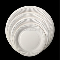 Vaisselle jetable blanche en gros d'usine, assiettes en papier pour cuisine et restauration