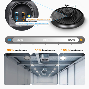 Suspension industrielle 150W 200W UFO LED High Bay Light Dimmable 3CCT Dip Switch Étanche Luminaire en aluminium pour l'éclairage d'entrepôt - Product Image 4