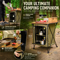 Mesa Plegable Portátil Multifuncional de Doble Capa de Aleación de Aluminio para Acampar al Aire Libre, Muebles de Exterior con Almacenamiento