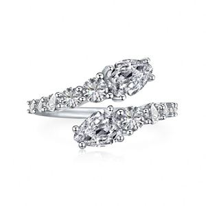 Dylam Fashion Design S925 <b>Silver</b> Fine Jewelry Twisted <b>Adjustable</b> 5A Cubic Zirconia Open Wedding Engagement Promise <b>Rings</b> - Product Image 1