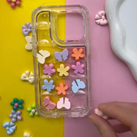 Étui 3D mignon à bulles Pokopoko pour iPhone 17 16 Pro Max S25 S26 avec ensemble de breloques ruban et fleurs pastel