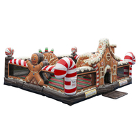 Château gonflable de Noël, parcours d'obstacles en pain d'épices, aire de jeux, château gonflable avec souffleur pour enfants, location pour fête