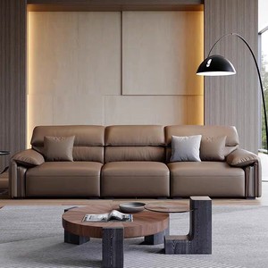 Italian Minimalist Elephant Ear Genuine Leather <b>Sofa</b> 3 4 Seater Straight Light Luxury Living Room Home Couch - Product Image 1