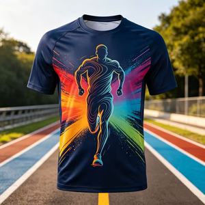 OEM Custom Logo Digital Print Knitted Sporty Men's <b>T</b>-<b>Shirt</b> 100% <b>Polyester</b> Quick Dry Eco-Friendly Breathable marathon <b>T</b> <b>shirts</b> - Product Image 1