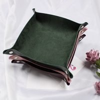 Plateau pliable en cuir PU avec boutons-pression, plateau de rangement décoratif, organisateur de bureau multifonctionnel pour clés et bijoux