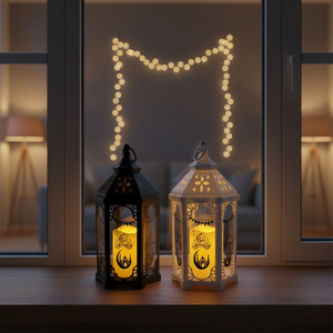 Islamic Style Ramadan LED Inflatable <strong>Lantern</strong> Eid Mubarak Durable Eco-friendly Large Decorative Hanging Lamp White/Black - Product Image 4