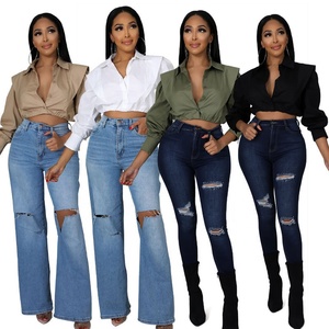 秋季女性优雅办公喇叭袖衬衫休闲休闲灯笼长袖衬衫商务翻领衬衫上衣 - Product Image 1