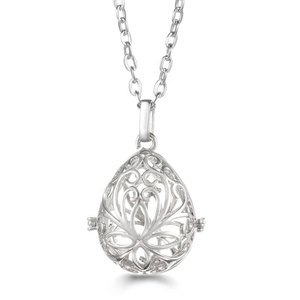 Boîte en métal creuse en forme de goutte d'eau avec chaîne, pendentif portable pour rangement de dés, accessoire de bijouterie DIY en cuivre moulé vintage - Product Image 5