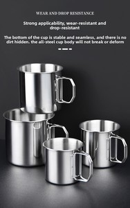 <b>Camping</b> Outdoor Tableware 304 Stainless Steel Cup with Folding Handle Stainless Coffee Mug Metal Drinking Cup Small Shot - Product Image 5