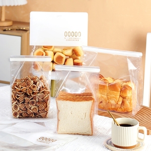Sachet alimentaire transparent en PE à soufflet plat, refermable avec zip, avec orifice de ventilation, étiquette vierge, prêt à l'emploi, anti-humidité et anti-poussière, qualité alimentaire, personnalisable OEM - Product Image 6