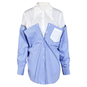 <span class=keywords><strong>Camicia</strong></span> 2024 alla moda distintiva <span class=keywords><strong>a</strong></span> <span class=keywords><strong>righe</strong></span> <span class=keywords><strong>blu</strong></span> <span class=keywords><strong>e</strong></span> <span class=keywords><strong>bianche</strong></span> da <span class=keywords><strong>donna</strong></span> primavera nuova <span class=keywords><strong>camicia</strong></span> di nicchia con cuciture <span class=keywords><strong>a</strong></span> contrasto - Product Image 2
