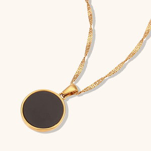 Colgante de Acero Inoxidable Electrochapado con Diseño de Sol, Luna, Estrella y Concha de Bambú, Estilo Europeo Americano, Moderno, Personalizado y Sencillo - Product Image 4