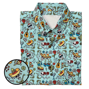 Diseño gratuito Impresión completa Verano 4 vías Tela elástica Manga corta Hombres Botón Abajo Collar Camisa hawaiana Camisas de playa tropical - Product Image 5