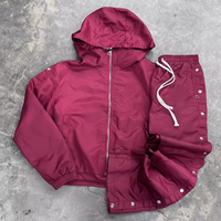 Ensemble de survêtement coupe-vent personnalisé pour homme : veste coupe-vent et pantalon de survêtement en nylon détachable avec fermeture éclair