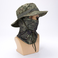 Sombrero de Camuflaje para Exteriores con Máscara Balaclava, Unisex, Ajustable con Cordón, para Senderismo, Pesca, Camping, Todas las Estaciones