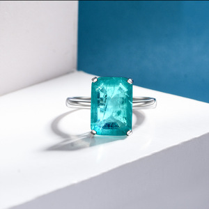 Anillos de Compromiso y Boda de Plata de Ley 925 con Baño de Rodio y Paraiba, Diseño Clásico para Fiestas, Venta al Por Mayor de Fábrica - Product Image 2